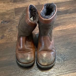 Brown Leather and Suede Ugg Boots